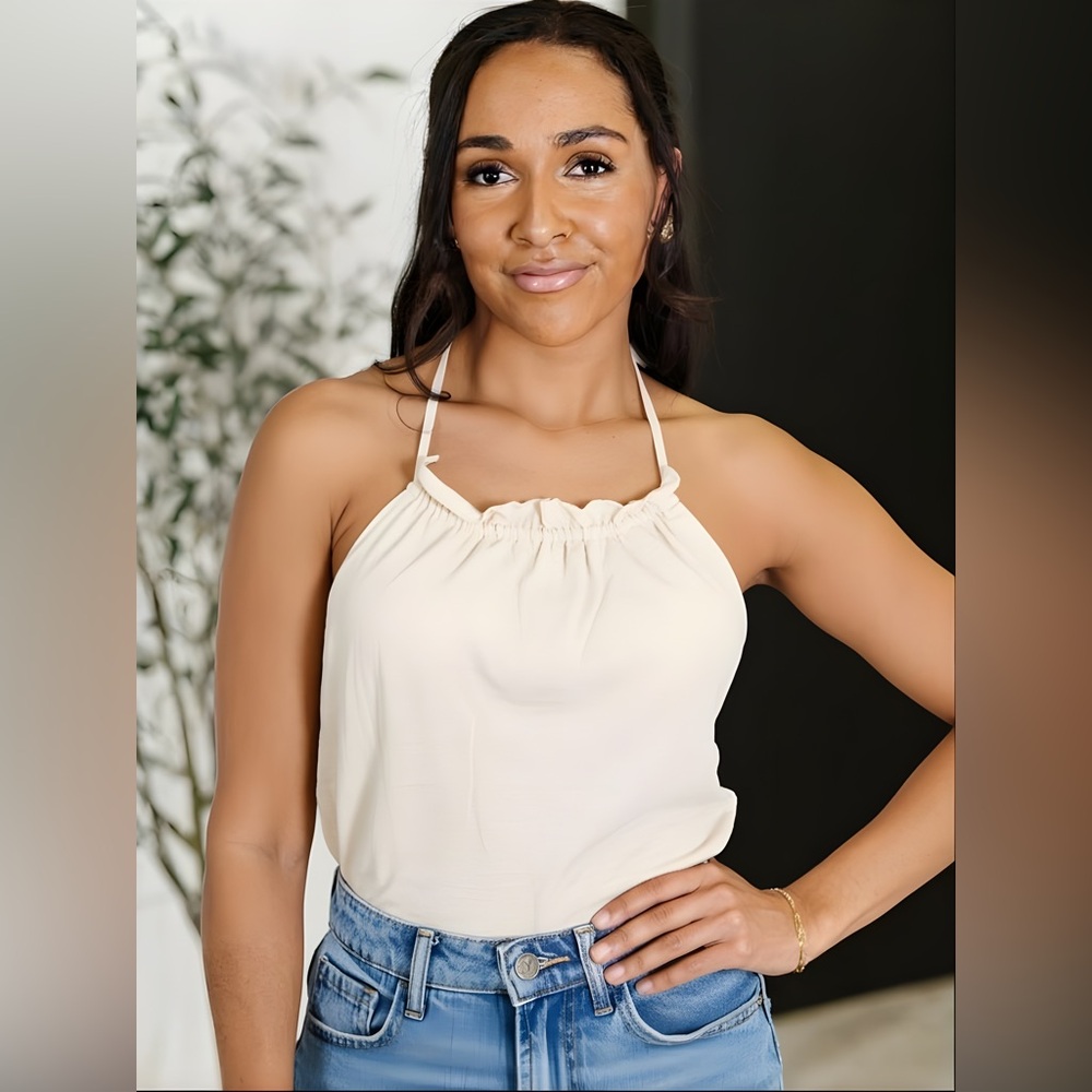Chic Cream Sleeveless Blouse